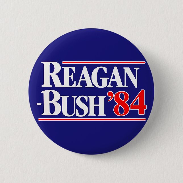 Reagan Bush 84 6 Cm Round Badge (Front)