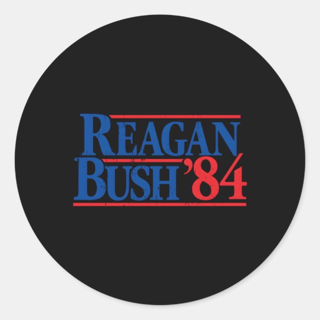 Reagan Bush '84 Republican Classic Round Sticker (Front)