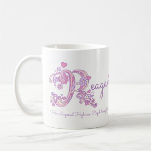 Reagan name meaning heart flower R monogram mug