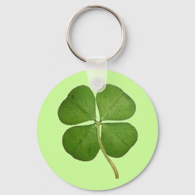 Real 4 Leaf Clover Shamrock Key Ring (Front)