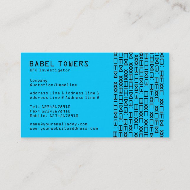 Real Alien Writing - Blue Business Card (Front)