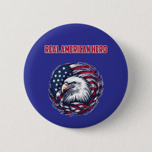 Real American Hero Patriot Courage Design 6 Cm Round Badge