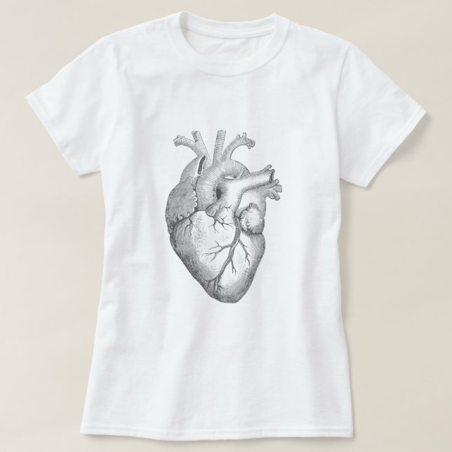Real Anatomical Human Heart Drawing  T-Shirt (Design Front)