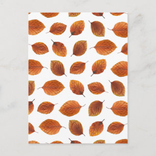 Real Autumn Leaves Pattern Postcard