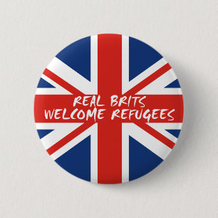 Real Brits Welcome Refugees 6 Cm Round Badge