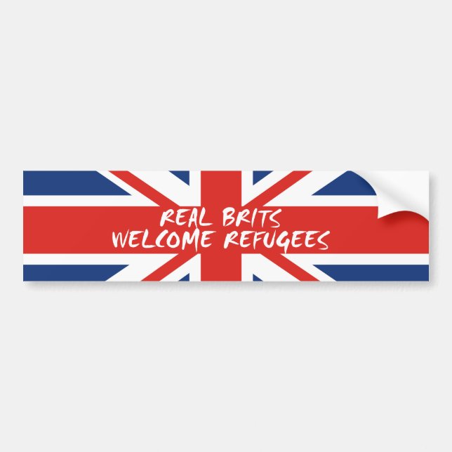 Real Brits Welcome Refugees Bumper Sticker (Front)