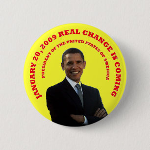 REAL CHANGE YELLOW.. 6 CM ROUND BADGE