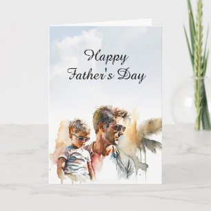 Real Dad Young Man and Son Father's Day Card