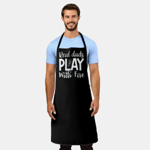 Real Dads Play With Fire BBQ Large Black Apron