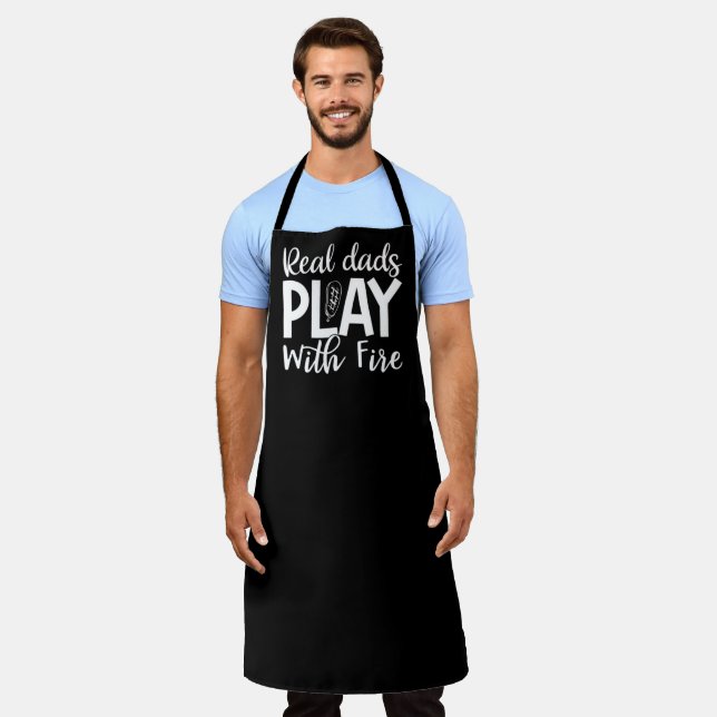 Real Dads Play With Fire BBQ Large Black Apron (Worn)