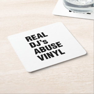 REAL DJ's ABUSE VINYL Square Paper Coaster