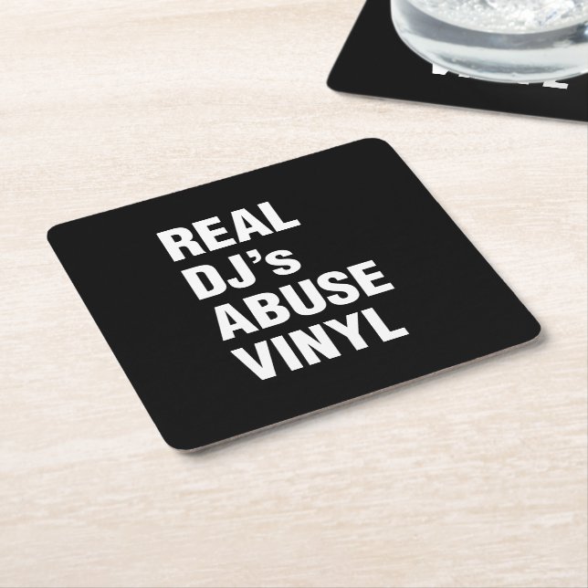 REAL DJ's ABUSE VINYL Square Paper Coaster (Angled)