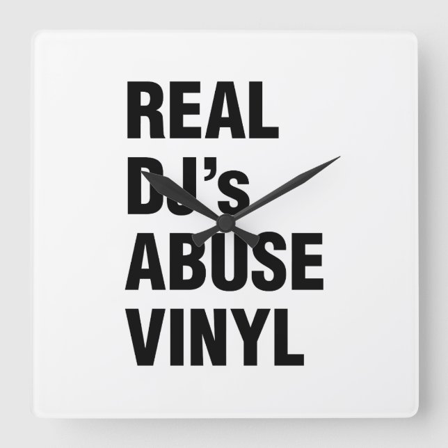 REAL DJ's ABUSE VINYL Square Wall Clock (Front)