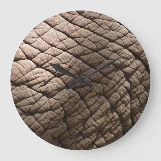 Real Elephant Skin Texture, Wrinkled. Large Clock (Front)