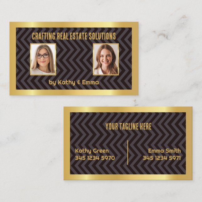 Real Estate 2 Names  Business Card (Front/Back)