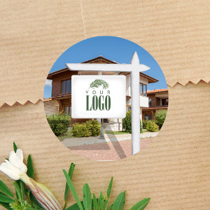 Real Estate Add Your Logo Custom Photo  Classic Round Sticker