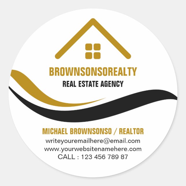 Real estate agency simple logo minimalist classic round sticker (Front)