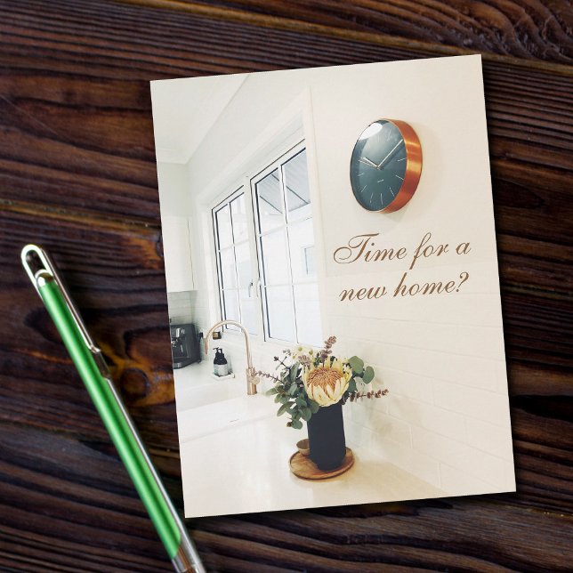 Real Estate Agent Advertising Time for a New Home Postcard (Creator Uploaded)