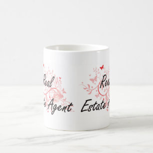 Real Estate Agent Artistic Job Design with Butterf Coffee Mug