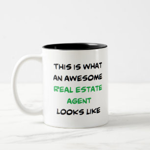 real estate agent, awesome Two-Tone coffee mug