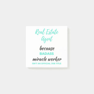 Real Estate Agent Because Badass Miracle Worker 2 Post-it Notes