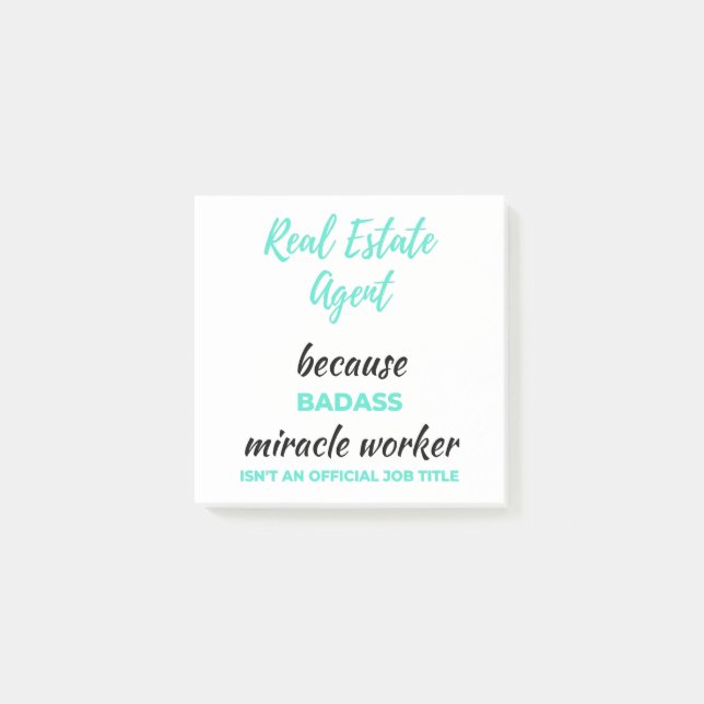 Real Estate Agent Because Badass Miracle Worker 2 Post-it Notes (Front)
