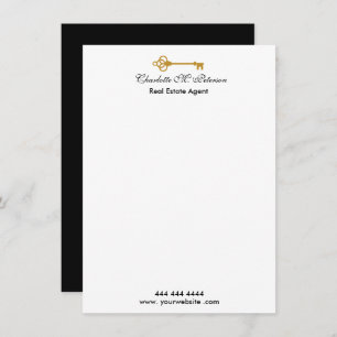 Real Estate Agent Black And White Minimalist  Card