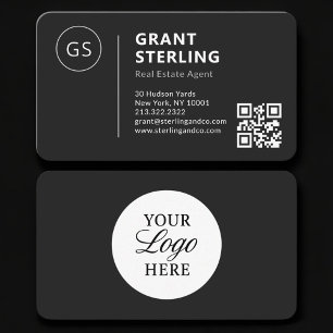 Real Estate Agent Black Logo QR Code Professional Business Card
