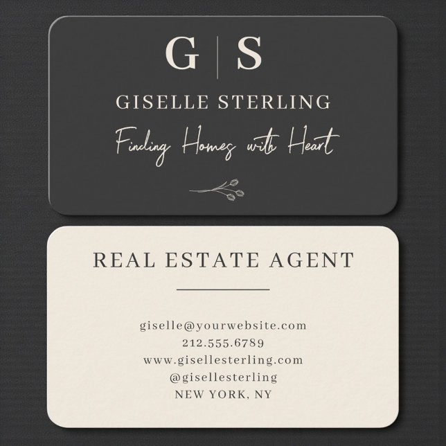Real Estate Agent Black Professional Business Card (Creator Uploaded)