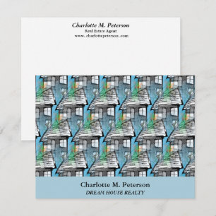 Real Estate Agent Blue House Pattern Card