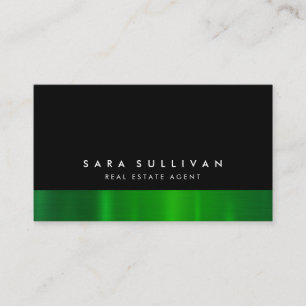 Real Estate Agent Bold Green Metal Business Card