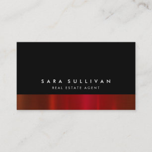Real Estate Agent Bold Red Metal Business Card
