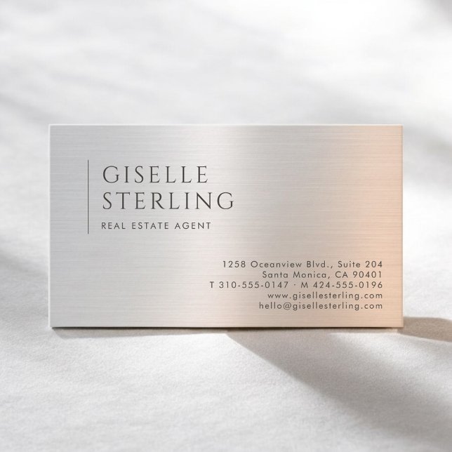 Real Estate Agent Brushed Metal Business Card (Creator Uploaded)