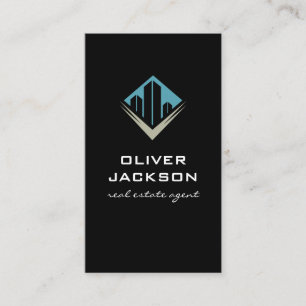 Real Estate Agent   Building Icon Business Card