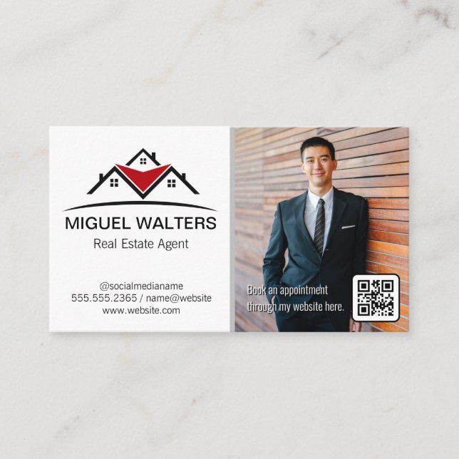 Real Estate Agent | Business Man | QR Code Business Card (Front)