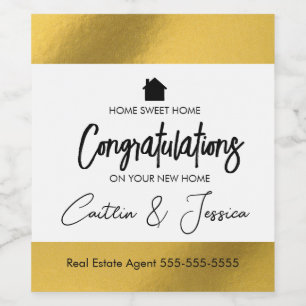 Real estate agent congratulations on your new home wine label