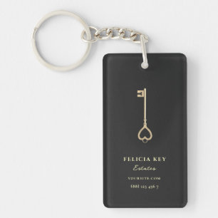 Real Estate Agent Custom Name Gold Key Logo  Ring