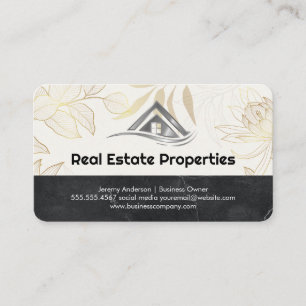 Real Estate Agent   Elegant Flowers Business Card