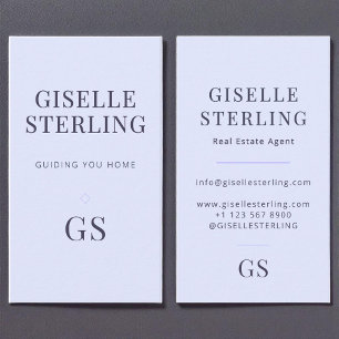 Real Estate Agent Elegant Lilac Purple Monogram Business Card