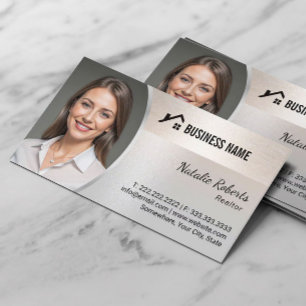 Real Estate Agent Elegant Silver Realtor Photo Business Card