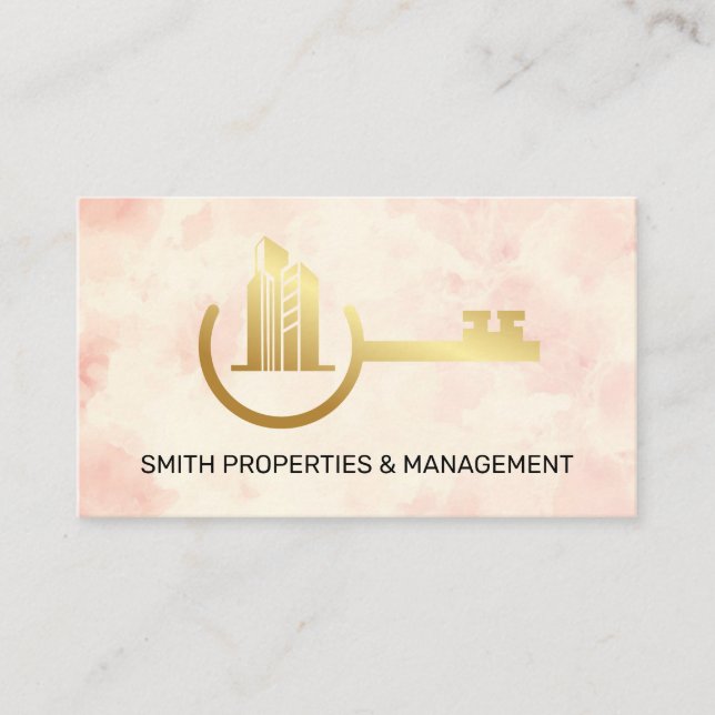 Real Estate Agent | Gold Properties Key Logo Appointment Card (Front)