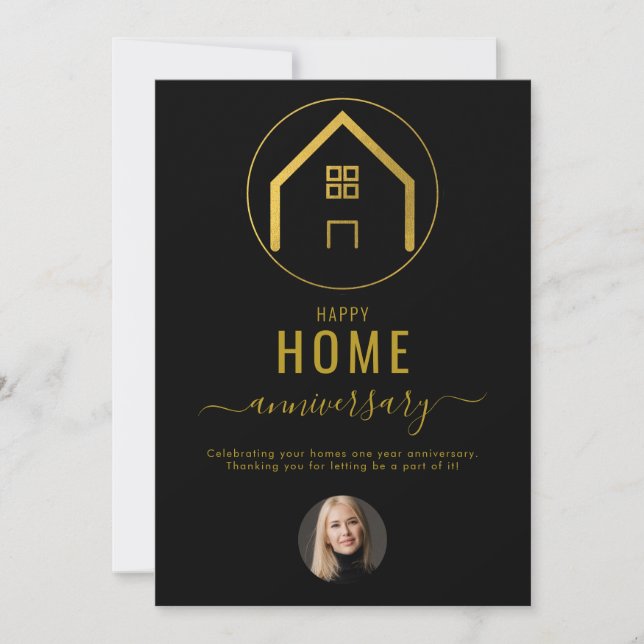Real Estate Agent Happy Home Anniversary Card (Front)