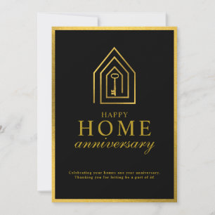 Real Estate Agent Happy Home Anniversary Gold Key Card