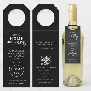 Real Estate Agent Happy Home Anniversary Logo Bottle Tag
