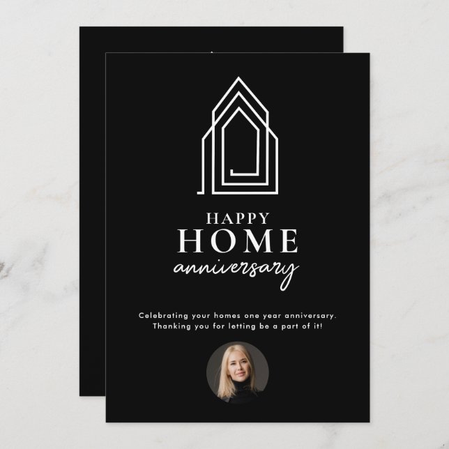 Real Estate Agent Happy Home Anniversary Modern Card (Front/Back)