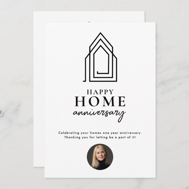 Real Estate Agent Happy Home Anniversary Modern Card (Front/Back)