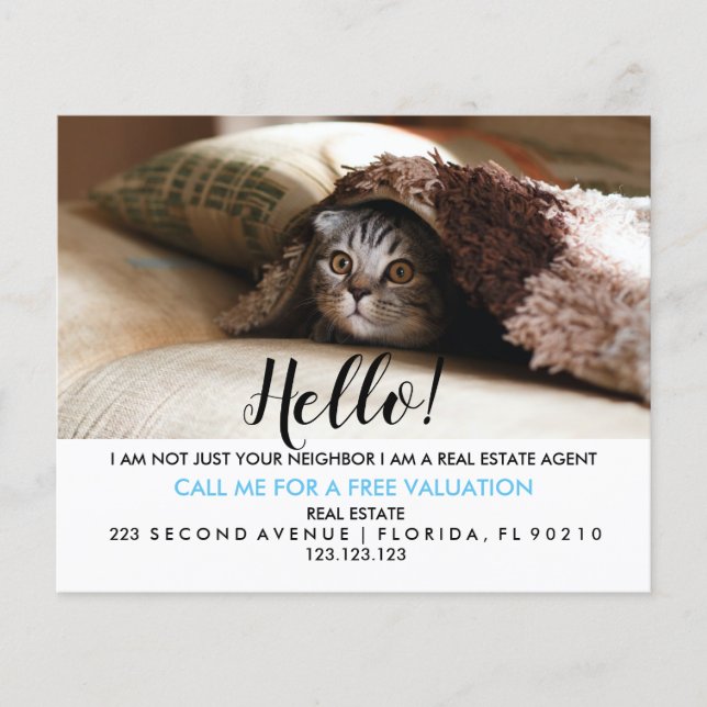 Real Estate Agent HELLO CARD cat (Front)