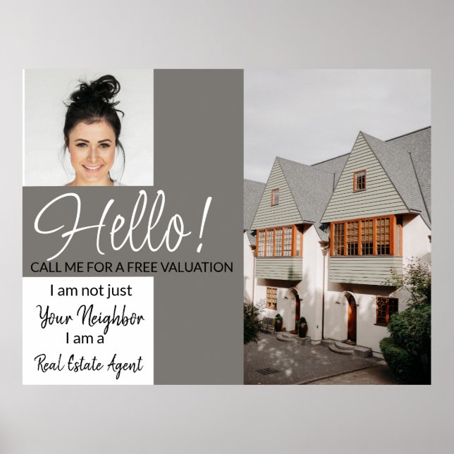 Real Estate Agent HELLO CARD shop sign Flyer (Front)