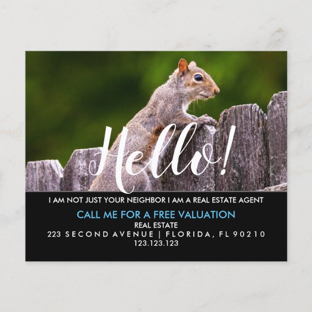 Real Estate Agent HELLO CARD squirrel (Front)