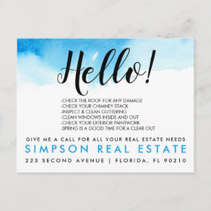 Real Estate Agent HELLO Spring checklist Announcement Postcard